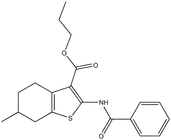 propyl 2-benzamido-6-methyl-4,5,6,7-tetrahydro-1-benzothiophene-3-carboxylate Struktur