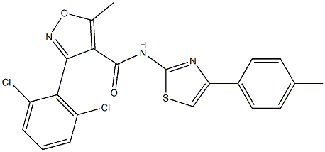 3-(2,6-dichlorophenyl)-5-methyl-N-[4-(4-methylphenyl)-1,3-thiazol-2-yl]-1,2-oxazole-4-carboxamide Struktur