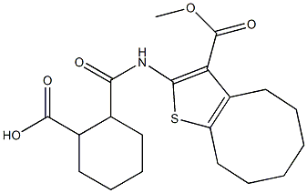 2-[(3-methoxycarbonyl-4,5,6,7,8,9-hexahydrocycloocta[b]thiophen-2-yl)carbamoyl]cyclohexane-1-carboxylic acid Struktur