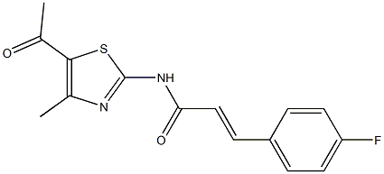 (E)-N-(5-acetyl-4-methyl-1,3-thiazol-2-yl)-3-(4-fluorophenyl)prop-2-enamide Struktur