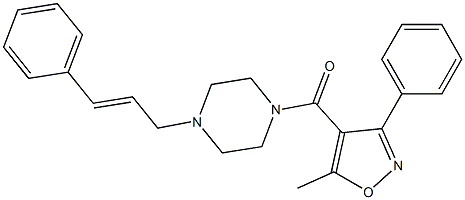 (5-methyl-3-phenyl-1,2-oxazol-4-yl)-[4-[(E)-3-phenylprop-2-enyl]piperazin-1-yl]methanone Struktur