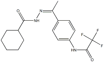 N-[(Z)-1-[4-[(2,2,2-trifluoroacetyl)amino]phenyl]ethylideneamino]cyclohexanecarboxamide Struktur