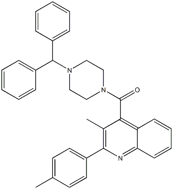 (4-benzhydrylpiperazin-1-yl)-[3-methyl-2-(4-methylphenyl)quinolin-4-yl]methanone Struktur