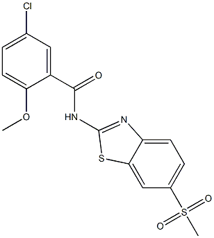 5-chloro-2-methoxy-N-(6-methylsulfonyl-1,3-benzothiazol-2-yl)benzamide Struktur