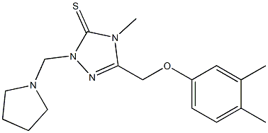 5-[(3,4-dimethylphenoxy)methyl]-4-methyl-2-(pyrrolidin-1-ylmethyl)-1,2,4-triazole-3-thione Struktur