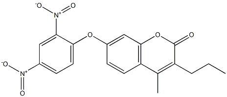 7-(2,4-dinitrophenoxy)-4-methyl-3-propylchromen-2-one Struktur