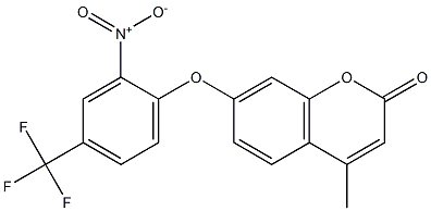 4-methyl-7-[2-nitro-4-(trifluoromethyl)phenoxy]chromen-2-one Struktur