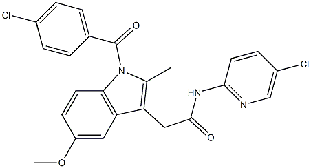 2-[1-(4-chlorobenzoyl)-5-methoxy-2-methylindol-3-yl]-N-(5-chloropyridin-2-yl)acetamide Struktur