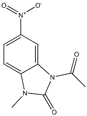 3-acetyl-1-methyl-5-nitrobenzimidazol-2-one Struktur