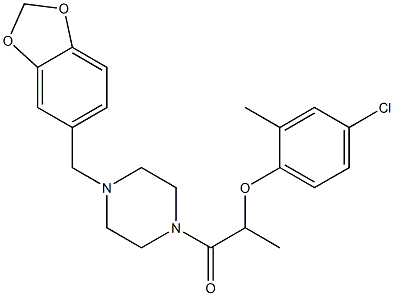 1-[4-(1,3-benzodioxol-5-ylmethyl)piperazin-1-yl]-2-(4-chloro-2-methylphenoxy)propan-1-one Struktur