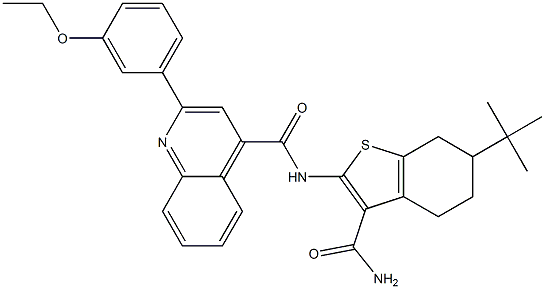 N-(6-tert-butyl-3-carbamoyl-4,5,6,7-tetrahydro-1-benzothiophen-2-yl)-2-(3-ethoxyphenyl)quinoline-4-carboxamide Struktur