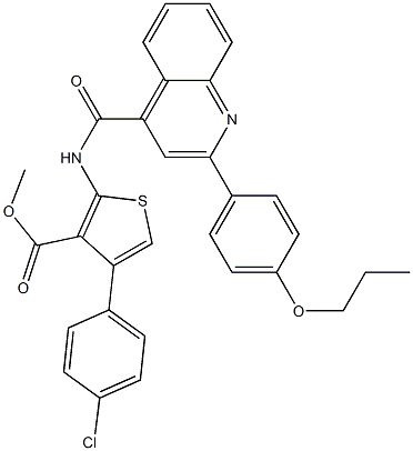 methyl 4-(4-chlorophenyl)-2-[[2-(4-propoxyphenyl)quinoline-4-carbonyl]amino]thiophene-3-carboxylate Struktur