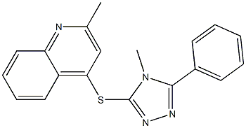 2-methyl-4-[(4-methyl-5-phenyl-1,2,4-triazol-3-yl)sulfanyl]quinoline Struktur