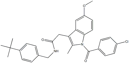 N-[(4-tert-butylphenyl)methyl]-2-[1-(4-chlorobenzoyl)-5-methoxy-2-methylindol-3-yl]acetamide Struktur