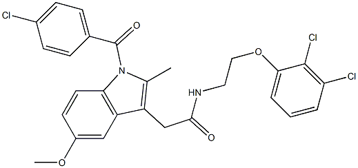 2-[1-(4-chlorobenzoyl)-5-methoxy-2-methylindol-3-yl]-N-[2-(2,3-dichlorophenoxy)ethyl]acetamide Struktur