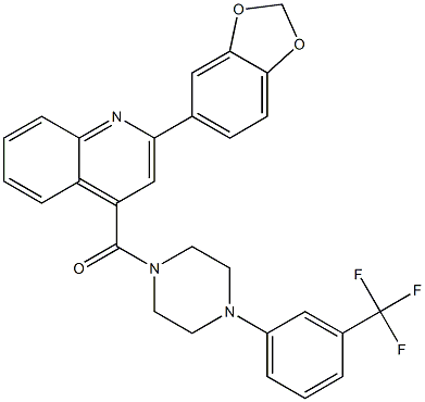 [2-(1,3-benzodioxol-5-yl)quinolin-4-yl]-[4-[3-(trifluoromethyl)phenyl]piperazin-1-yl]methanone Struktur