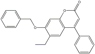 6-ethyl-4-phenyl-7-phenylmethoxychromen-2-one Struktur