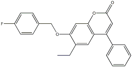 6-ethyl-7-[(4-fluorophenyl)methoxy]-4-phenylchromen-2-one Struktur