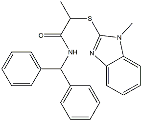 N-benzhydryl-2-(1-methylbenzimidazol-2-yl)sulfanylpropanamide Struktur