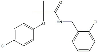 2-(4-chlorophenoxy)-N-[(2-chlorophenyl)methyl]-2-methylpropanamide Struktur