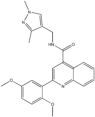 2-(2,5-dimethoxyphenyl)-N-[(1,3-dimethylpyrazol-4-yl)methyl]quinoline-4-carboxamide Struktur