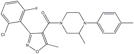 [3-(2-chloro-6-fluorophenyl)-5-methyl-1,2-oxazol-4-yl]-[3-methyl-4-(4-methylphenyl)piperazin-1-yl]methanone Struktur