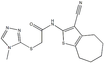 N-(3-cyano-5,6,7,8-tetrahydro-4H-cyclohepta[b]thiophen-2-yl)-2-[(4-methyl-1,2,4-triazol-3-yl)sulfanyl]acetamide Struktur