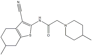 N-(3-cyano-6-methyl-4,5,6,7-tetrahydro-1-benzothiophen-2-yl)-2-(4-methylpiperidin-1-yl)acetamide Struktur