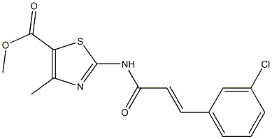 methyl 2-[[(E)-3-(3-chlorophenyl)prop-2-enoyl]amino]-4-methyl-1,3-thiazole-5-carboxylate Struktur