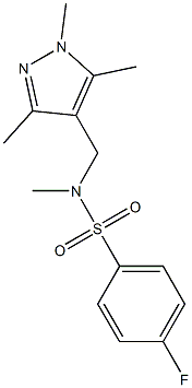 4-fluoro-N-methyl-N-[(1,3,5-trimethylpyrazol-4-yl)methyl]benzenesulfonamide Struktur