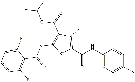 propan-2-yl 2-[(2,6-difluorobenzoyl)amino]-4-methyl-5-[(4-methylphenyl)carbamoyl]thiophene-3-carboxylate Struktur