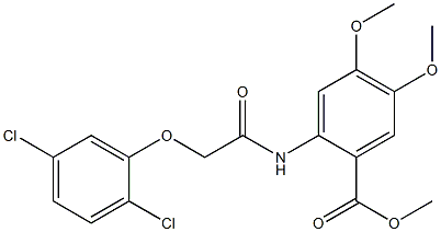 methyl 2-[[2-(2,5-dichlorophenoxy)acetyl]amino]-4,5-dimethoxybenzoate Struktur