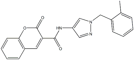 N-[1-[(2-methylphenyl)methyl]pyrazol-4-yl]-2-oxochromene-3-carboxamide Struktur