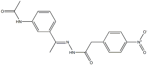 N-[(E)-1-(3-acetamidophenyl)ethylideneamino]-2-(4-nitrophenyl)acetamide Struktur