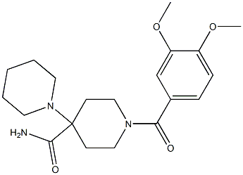 1-(3,4-dimethoxybenzoyl)-4-piperidin-1-ylpiperidine-4-carboxamide Struktur