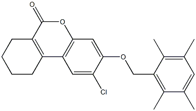 2-chloro-3-[(2,3,5,6-tetramethylphenyl)methoxy]-7,8,9,10-tetrahydrobenzo[c]chromen-6-one Struktur