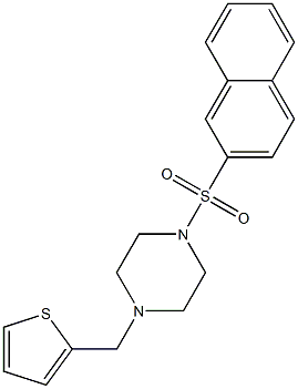 1-naphthalen-2-ylsulfonyl-4-(thiophen-2-ylmethyl)piperazine Struktur