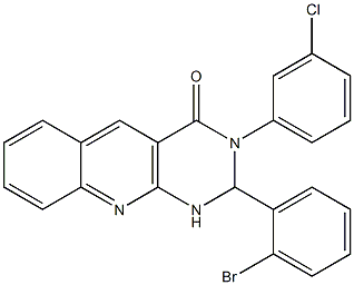 2-(2-bromophenyl)-3-(3-chlorophenyl)-1,2-dihydropyrimido[4,5-b]quinolin-4-one Struktur