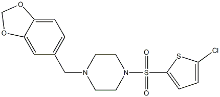 1-(1,3-benzodioxol-5-ylmethyl)-4-(5-chlorothiophen-2-yl)sulfonylpiperazine Struktur