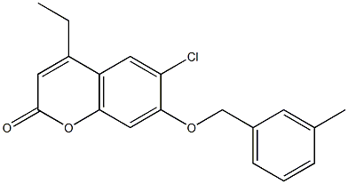 6-chloro-4-ethyl-7-[(3-methylphenyl)methoxy]chromen-2-one Struktur