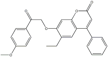 6-ethyl-7-[2-(4-methoxyphenyl)-2-oxoethoxy]-4-phenylchromen-2-one Struktur