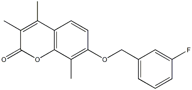 7-[(3-fluorophenyl)methoxy]-3,4,8-trimethylchromen-2-one Struktur