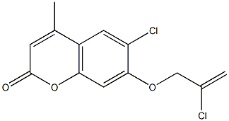 6-chloro-7-(2-chloroprop-2-enoxy)-4-methylchromen-2-one Struktur