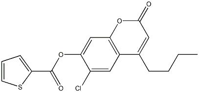 (4-butyl-6-chloro-2-oxochromen-7-yl) thiophene-2-carboxylate Struktur