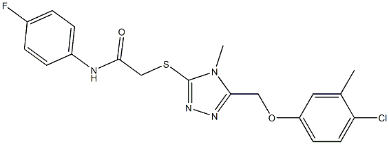 2-[[5-[(4-chloro-3-methylphenoxy)methyl]-4-methyl-1,2,4-triazol-3-yl]sulfanyl]-N-(4-fluorophenyl)acetamide Struktur