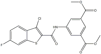 dimethyl 5-[(3-chloro-6-fluoro-1-benzothiophene-2-carbonyl)amino]benzene-1,3-dicarboxylate Struktur