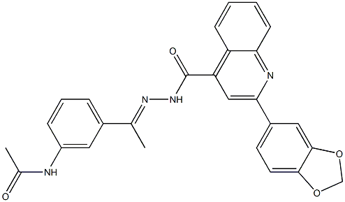 N-[(E)-1-(3-acetamidophenyl)ethylideneamino]-2-(1,3-benzodioxol-5-yl)quinoline-4-carboxamide Struktur