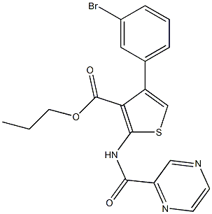 propyl 4-(3-bromophenyl)-2-(pyrazine-2-carbonylamino)thiophene-3-carboxylate Struktur