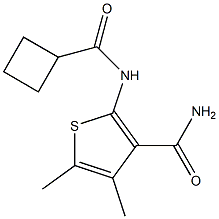 2-(cyclobutanecarbonylamino)-4,5-dimethylthiophene-3-carboxamide Struktur