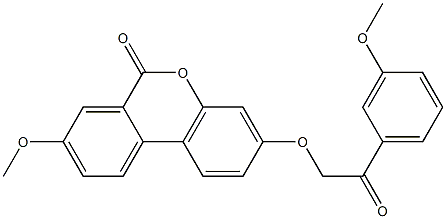 8-methoxy-3-[2-(3-methoxyphenyl)-2-oxoethoxy]benzo[c]chromen-6-one Struktur